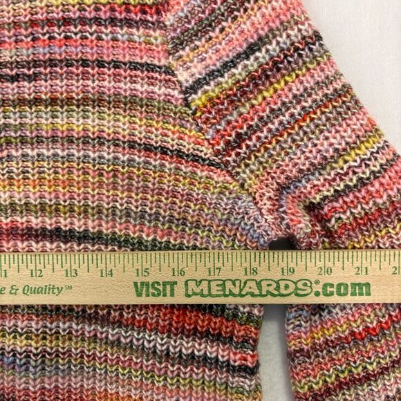 Ecru Pink Multi Color Striped Bell Sleeve Pullover Sweater Size Medium - Picture 7 of 13